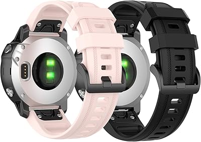 Fit for Garmin Fenix 6S Pro Watch Bands for Women Men, Fenix 5S Plus Band 20mm Quickfit Silicone Replacement Bands Accessory Wristbands Straps Bracelet Fit for Garmin Fenix 6S Sapphire (Pink Black)