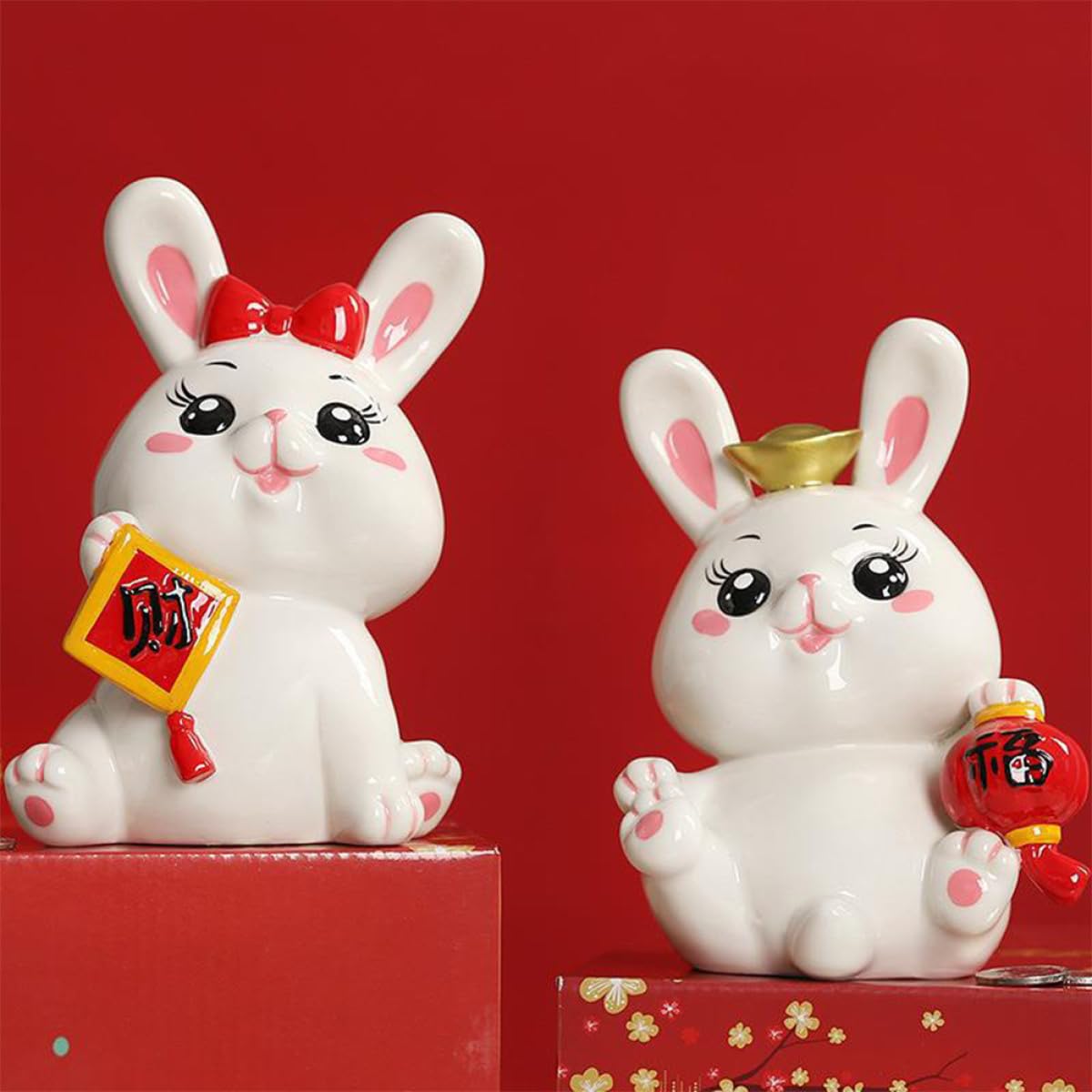 Homoyoyo Tirelire pour Ranger des Pièces et Décorer Chambre ou Bureau en Céramique de Lapin Blanc Adorable Style Simple et Créatif pour Garçon et Filles