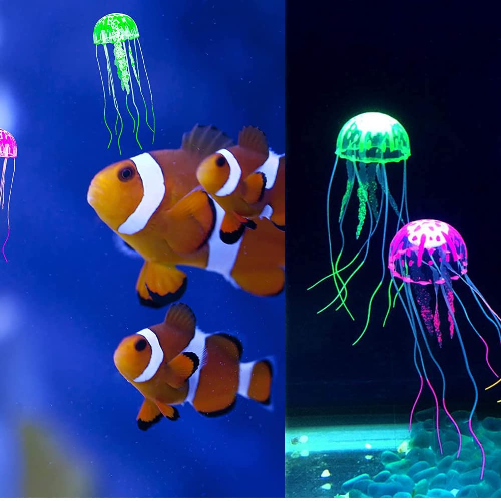 Lot de 5 décorations d'aquarium - Décoration d'aquarium - Méduses artificielles - Décoration d'aquarium - Poissons - Jouet - Accessoire de paysage pour aquarium et aquarium