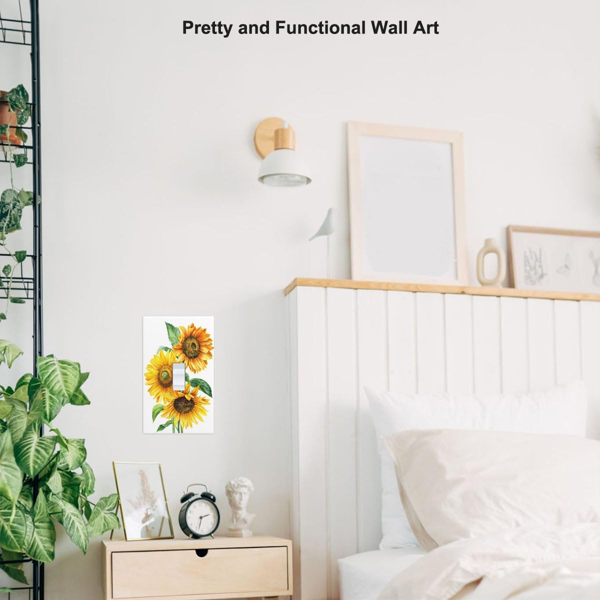 Bouquet of Yellow Flowers 1 Gang Light Switch Cover Watercolor Sunflowers Single Toggle Wall Plate Decorative Switchplate Home Decor for Bedroom Bathroom 4.5"x 2.76"