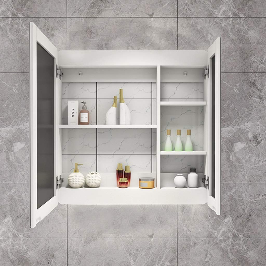 Spiegelschränke für Badezimmer, an der Wand montierter Badezimmerspiegel mit Regal, an der Wand montierte Aufbewahrungsspiegelbox (Farbe: Weiß, Größe: 60 x 80 cm)