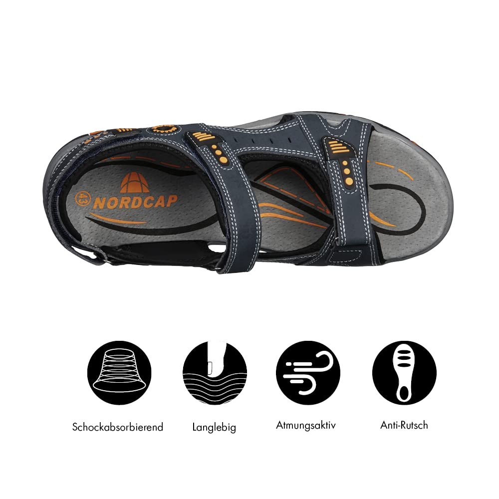 NORDCAP Trekkingsandale, luftige Wandersandale für Damen und Herren, Outdoor-Sandalen mit Klettverschluss & Profilsohle in Mehreren Farben, Gr. 37-46