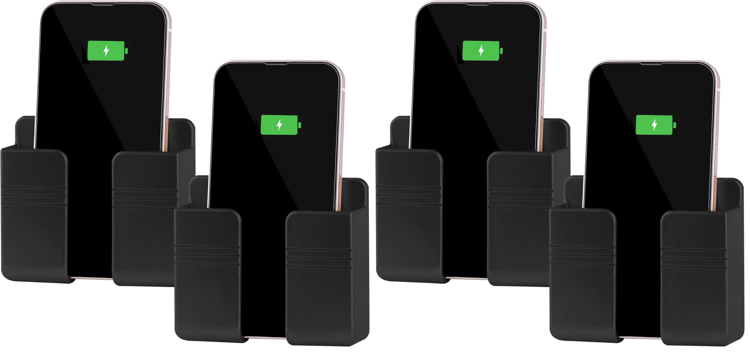 CEI&amp;BPY 2Pcs Phone Holder Wall Mounted, Phone Stand with Self Adhesive. Phone Holder for RV Charging.Compatible with iPhone and Android (2Pack-Black) (Pack of 2)