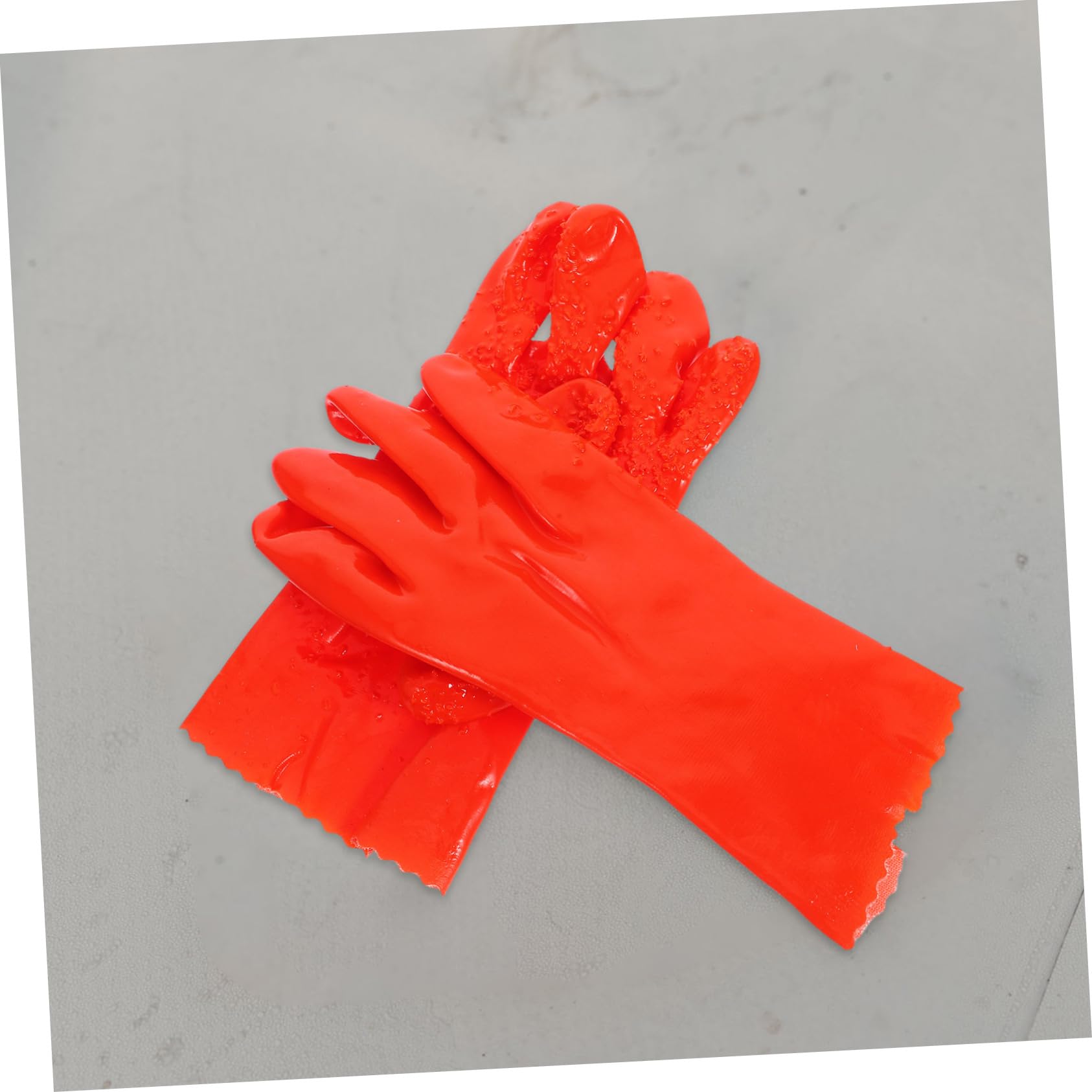 Tofficu Guanti da Lavoro Impermeabili Pvc Arancia 6 Paia Antiscivolo | Resistenza a Olio e Acidi, per Giardinaggio e Uso in Laboratorio, Confezione Riutilizzabile
