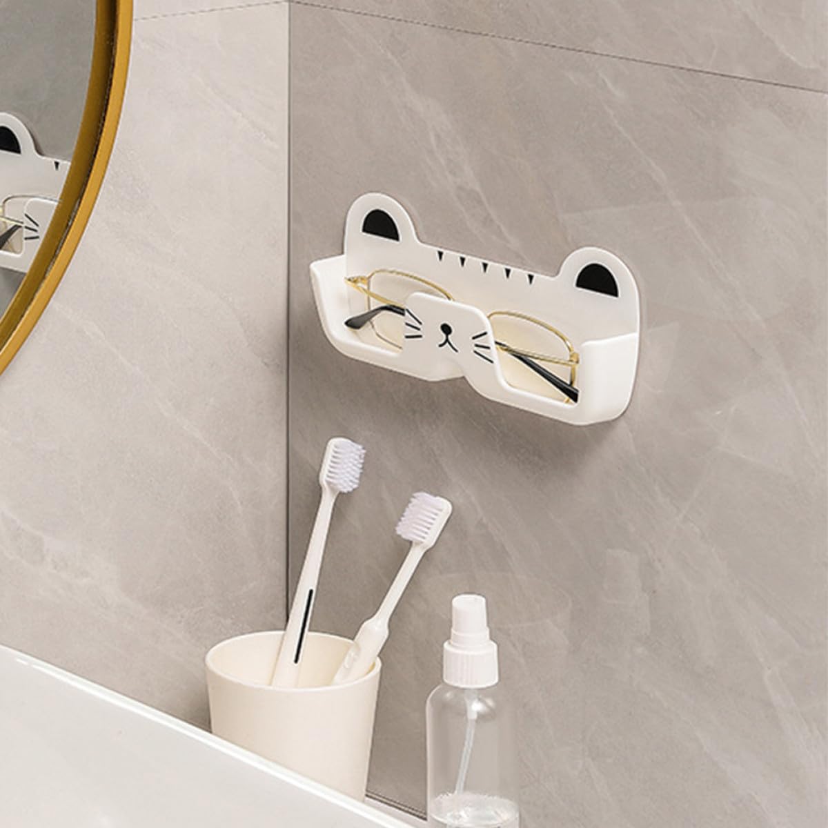GALPADA Wandbrillenorganizer Katzenform aus Abs Weiß für Brillen 1 Stück