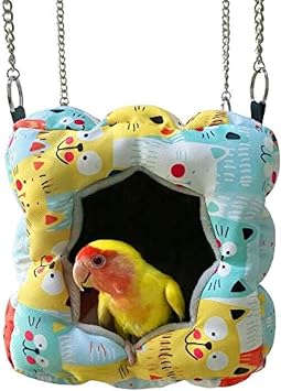 Warm Bird Nest Snuggle Tent,Parrot Wintor Habitat Cave Bed for Small Medium Animal Budgies Parakeet Cockatiels Lovebird Guinea Pig Hamster Squirrel Hedgehog Chinchilla Colorful Cat, 6.7x6.7x6.7
