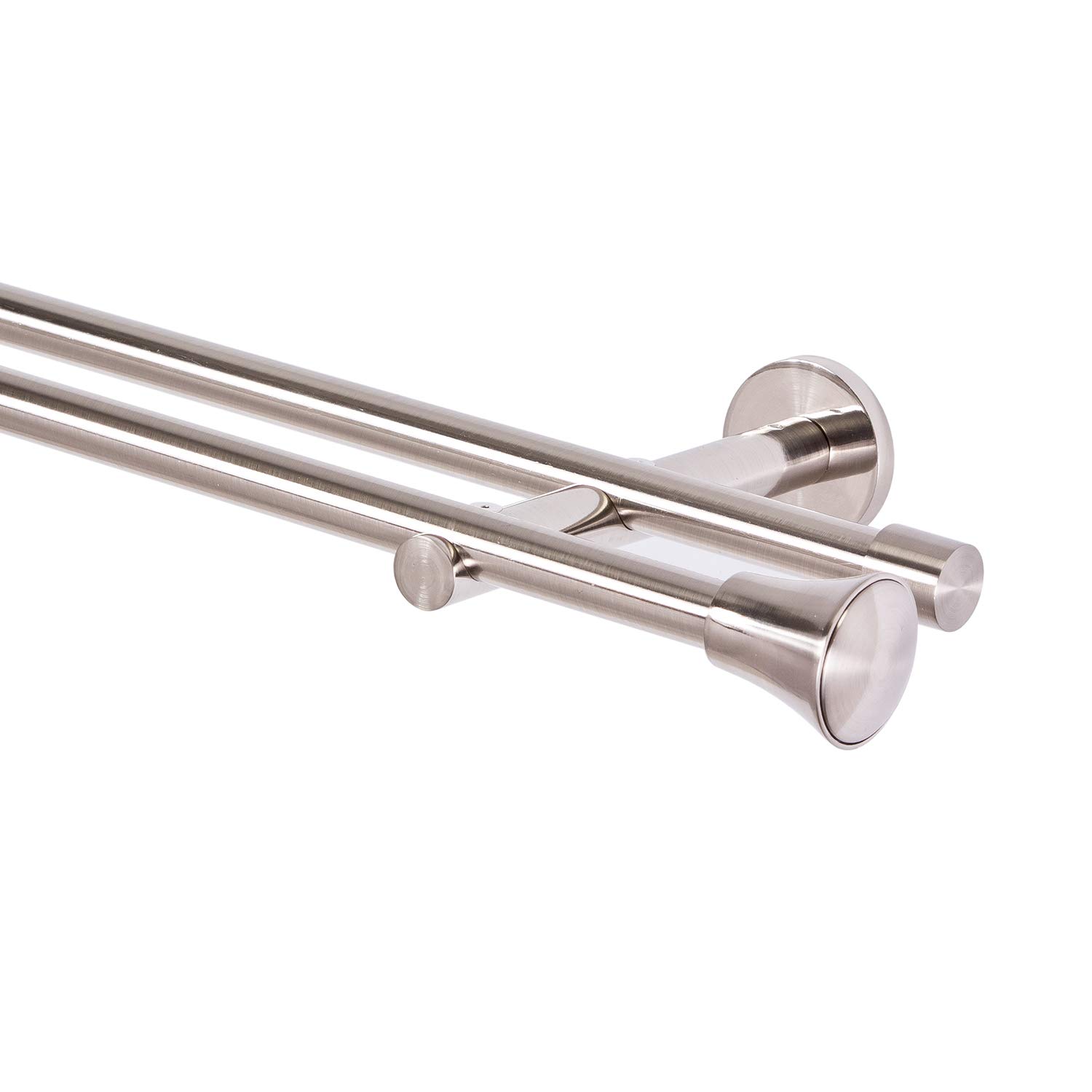 Tringle à rideaux double 16 mm aspect acier inoxydable PRINCE 160 cm