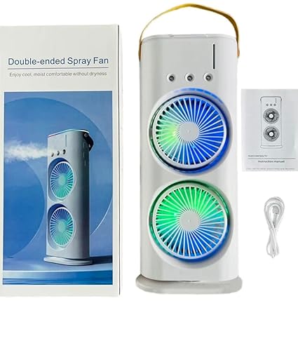 Evaporative Air Cooler,Double-Ended Spray Fan Personal Air Cooler - Air Cooling Fan for Your Desk, Nightstand, Or Coffee Table