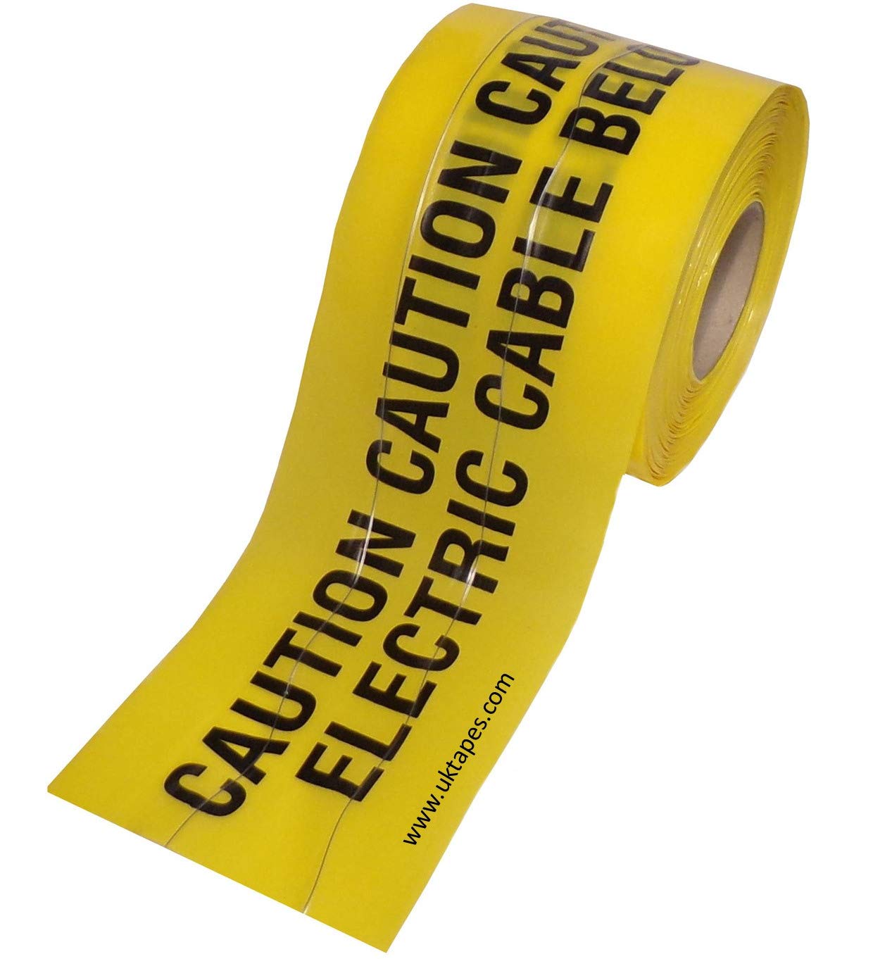 Uk Tapes Yellow Caution Electric Cable Below Detection Tape - Waveywire - Underground Detectable Warning Tape With Twin Tracer Wires (150Mm X 100M)
