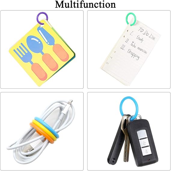 100PCS Plastic Loose-Leaf Ring, Multi-Color Notebook Binder Rings, DIY Tools for Keychain, Scrapbook, Index Cards, Book, Accessories and Document Stack (7 Colors Quantity Random shipments, 28mm)