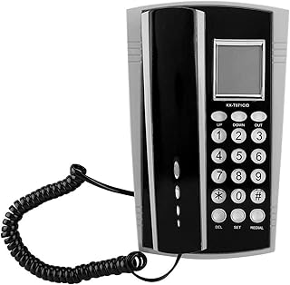 ATAAY Fixed Landline Telephone Mini Telephone Desktop Corded Landline Fixed Phone Wired Wall-Mounted Telephone with Caller Id Display for Hotel Office Home