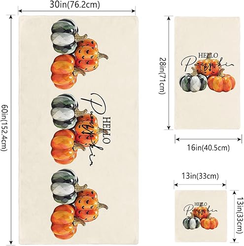 Miniatura 4 de Orange Green Pumpkins Bath Towels for Bathroom Set - Luxury Towels Gifts for Women,Quick Dry Beach Kitchen Hand Hair Face Yoga Workout Gym Towel and