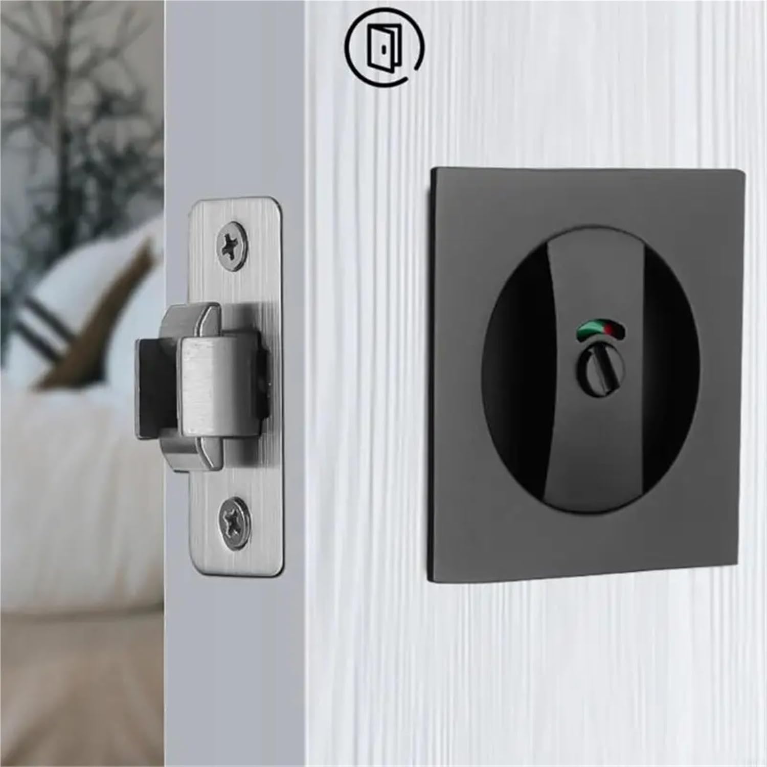 Pocket Door Lock 4Pcs Privacy Latches Hardware Adjustable Quick Installation Designs for Square for Sliding Bifold