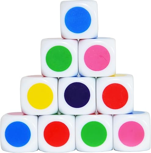 SmartDealsPro Juego de 10 cubos de plástico de enseñanza de 0.630in en blanco en cada cara de 6 caras