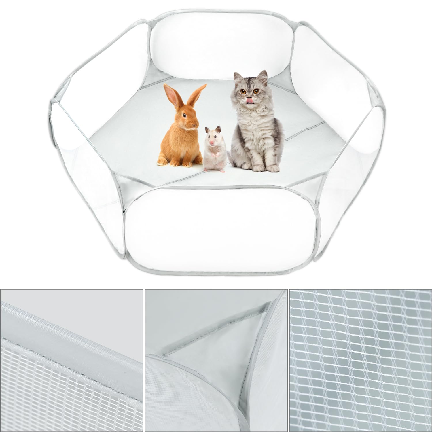 QWORK® Small Pet Playpen, Portable Animal Playpen, Pop up Play Pen, for Guinea Pigs Rabbits, Hamsters, Cats, Dogs - Image 3