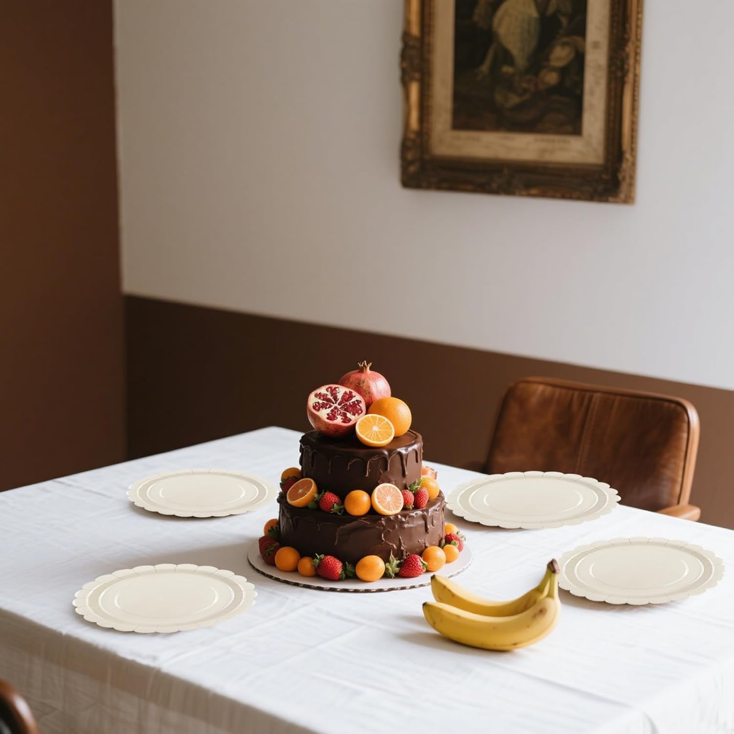 50 Pcs Ivory Paper Plates 7 Inch, Cream Scalloped Paper Plates Disposable Cake Dessert Dinner Plate for Birthday Baby Shower Wedding Party Decorative Supplies (Ivory White, 7 INCH) - Image 6