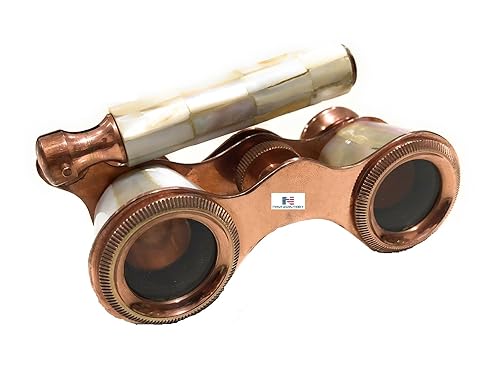 NauticalMart - Binocular de latón con nácar  Binocular antiguo de ópera de NauticalMart Vintage Marine Spyglass Binocular coleccionable Instrumento