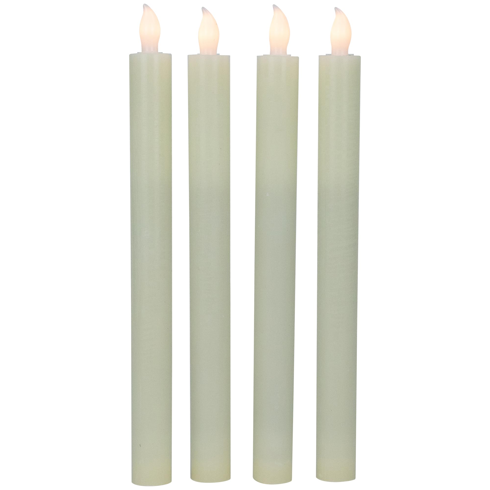 Northlight Set of 4 Solid Cream Flameless LED Constant Wax Taper Candles 9.5