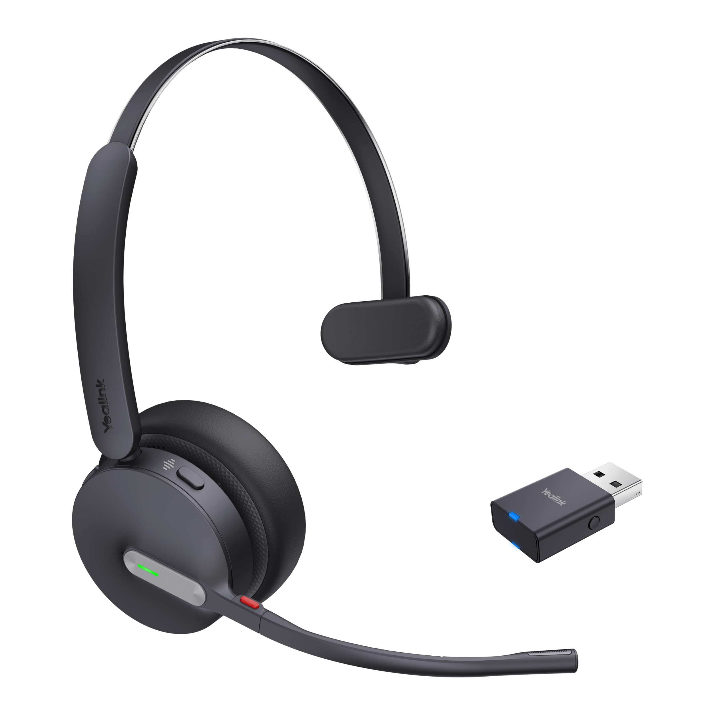 Yealink WH64 Hybrid Mono UC Headset inkl. Dongle - Hybrid-Technologie, Universelle Kompatibilität, EIN-Ohr-Design, Rauschunterdrückung, USB