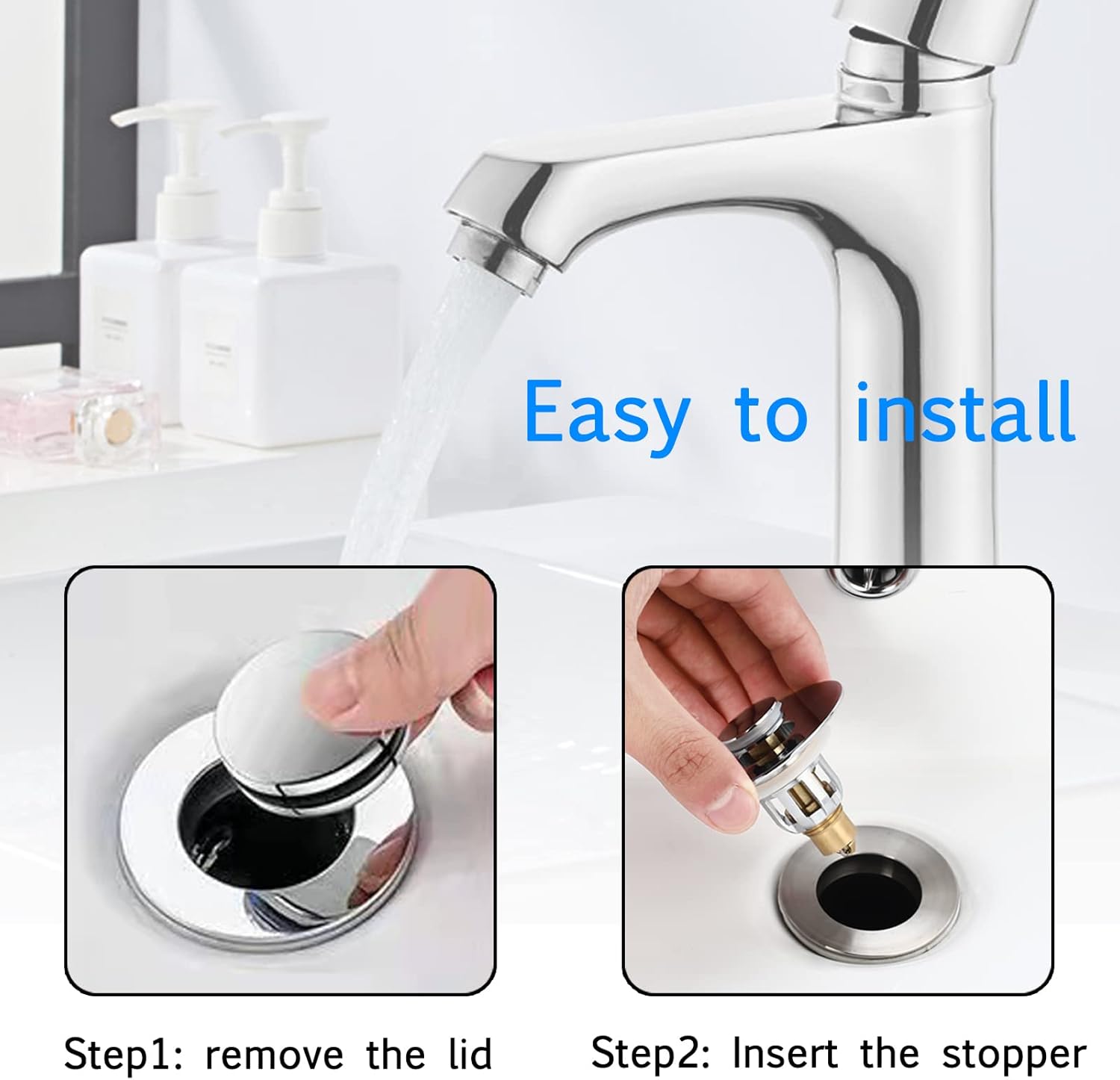 Upgraded 3.0 Version Bathroom Sink Drain Stopper,1.02-1.72 Inch Universal Basin Pop Up Drain Filter,Stainless Steel Rebound Core Push Drain Filter Sink Stopper Plug No Overflow 1 Pc - - 
