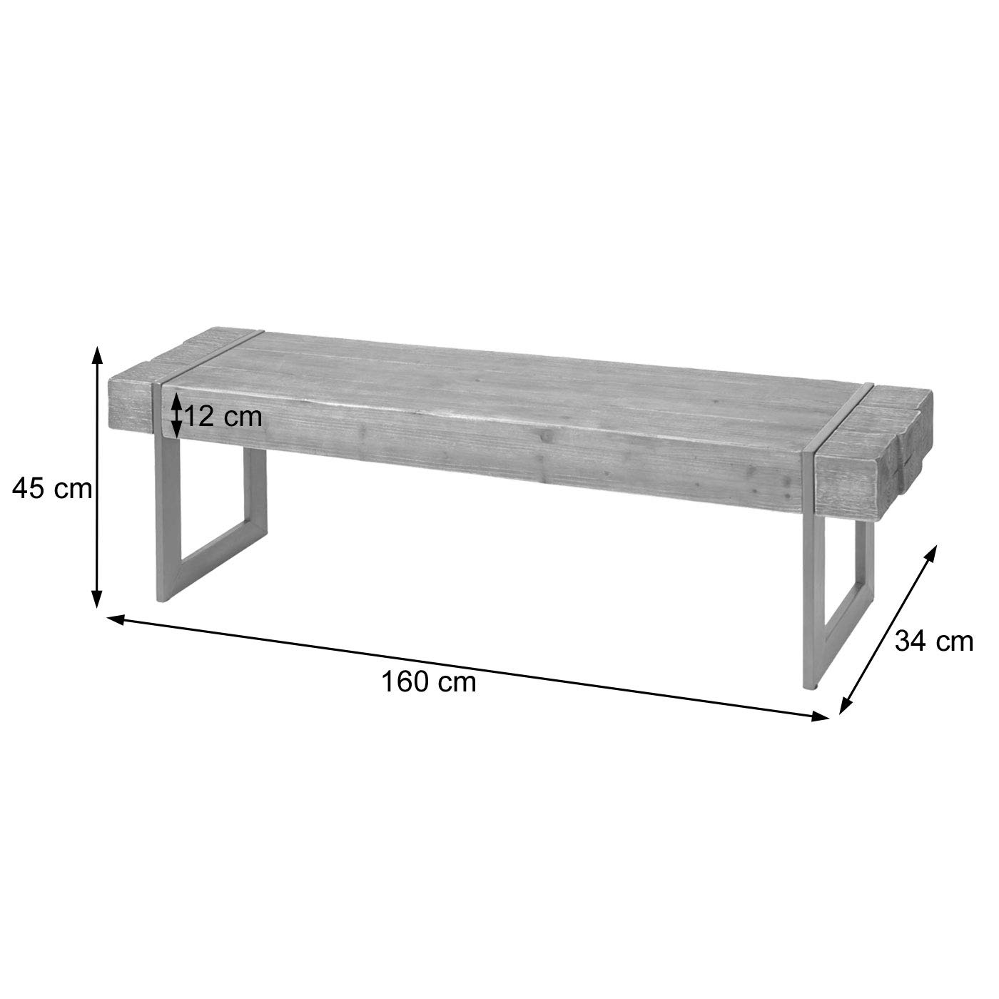 Mendler Sitzbank HWC-A15, Esszimmerbank Bank, Tanne Holz rustikal massiv MVG-Zertifiziert - braun 160cm