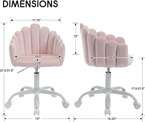 Miniatura 2 de LukeAlon Bonita silla de escritorio giratoria para niños, silla de estudio de terciopelo con ruedas y brazos, cómoda silla tapizada de altura