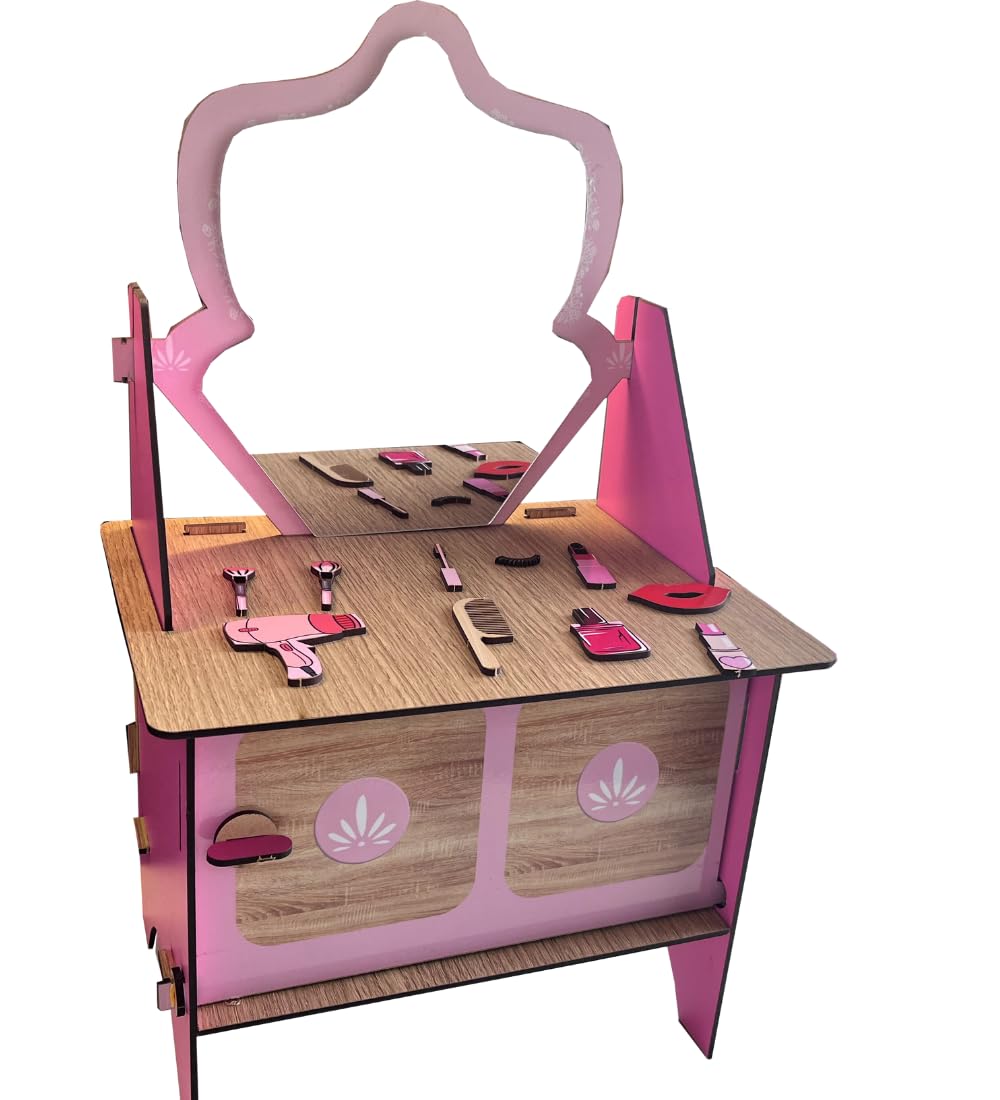OnPlay Wooden Makeup kit for Kids Girls, Pretend Play Toddler Makeup Vanity Table Toys with Mirror, Beauty Salon Set, Little Girls Gift Age 3+ (B0CGD6JMSX) Amazon Price History, Amazon Price Tracker