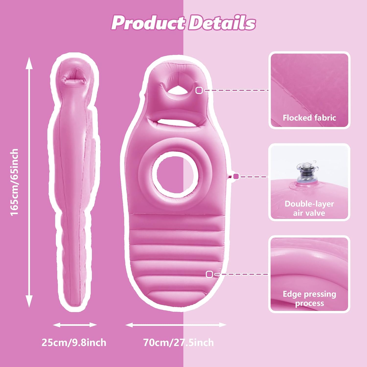 Pregnancy Mattress with Hole, Inflatable Pregnancy Pillow, Full Body Maternity Airbed with Hole for Tummy/Head, Best Prone Sleeping Support for Pregnant Women, Includes Electric Pump (Pink)