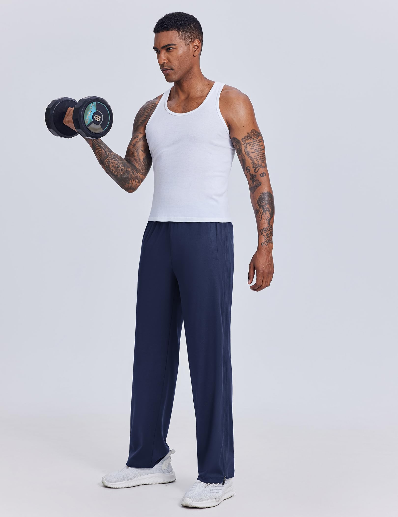 PINSPARK Pantalones de Chándal para Hombre Deportivos de Algodón con Cremallera Completa Pantalón de Rehabilitación de Ocio Pantalones con Bolsillos