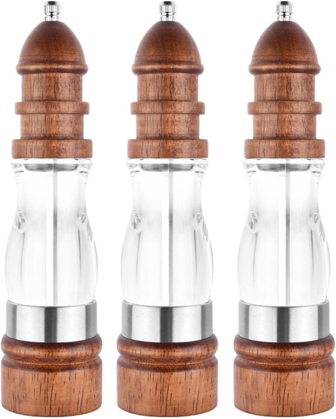 Spice Grinder Wooden Salt and Pepper Grinder Set - Adjustable Coarseness Ceramic Grinder Manual Salt and Pepper Shakers Refillable Pepper Grinder Salt and Pepper Shakers Grinding (Color : 3 (3 Pack)