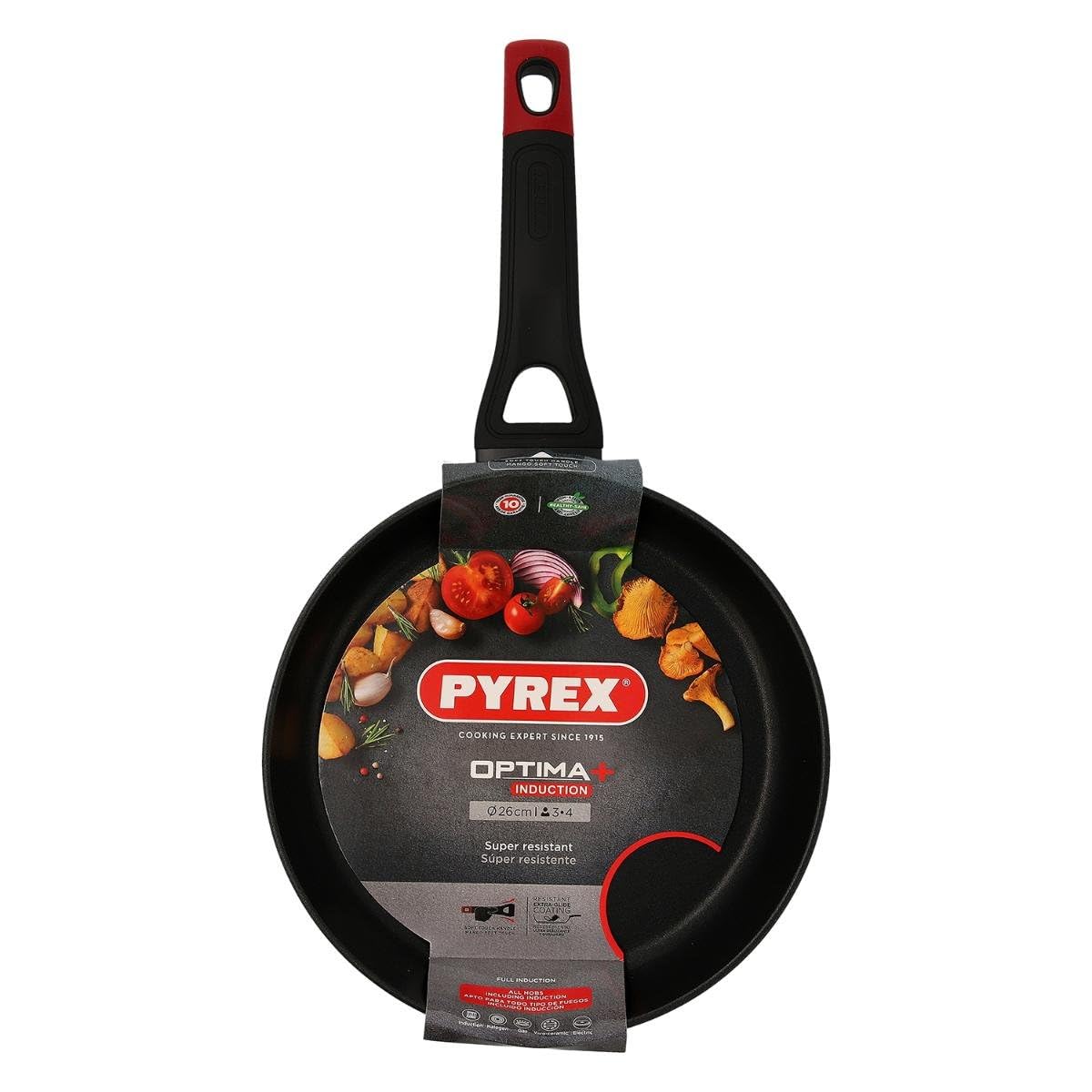 PYREX Optima+ Poêle Tous Feux dont Induction, Ø 26 cm, Aluminium Revêtement Antiadhésif, Manche Ergonomique, Cuisson Homogène, sans PFAS Nettoyage Facile