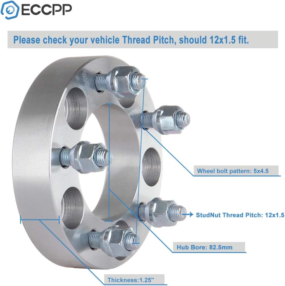 ECCPP 2PCS 5x4.5 to 5x4.5 Wheel spacers 5x114.3 to 5x114.3 1.25"inch (32mm) 5 lug 82.5mm fits for ford Tucson for ford Fusion for ford Escape with 12x1.5 Studs