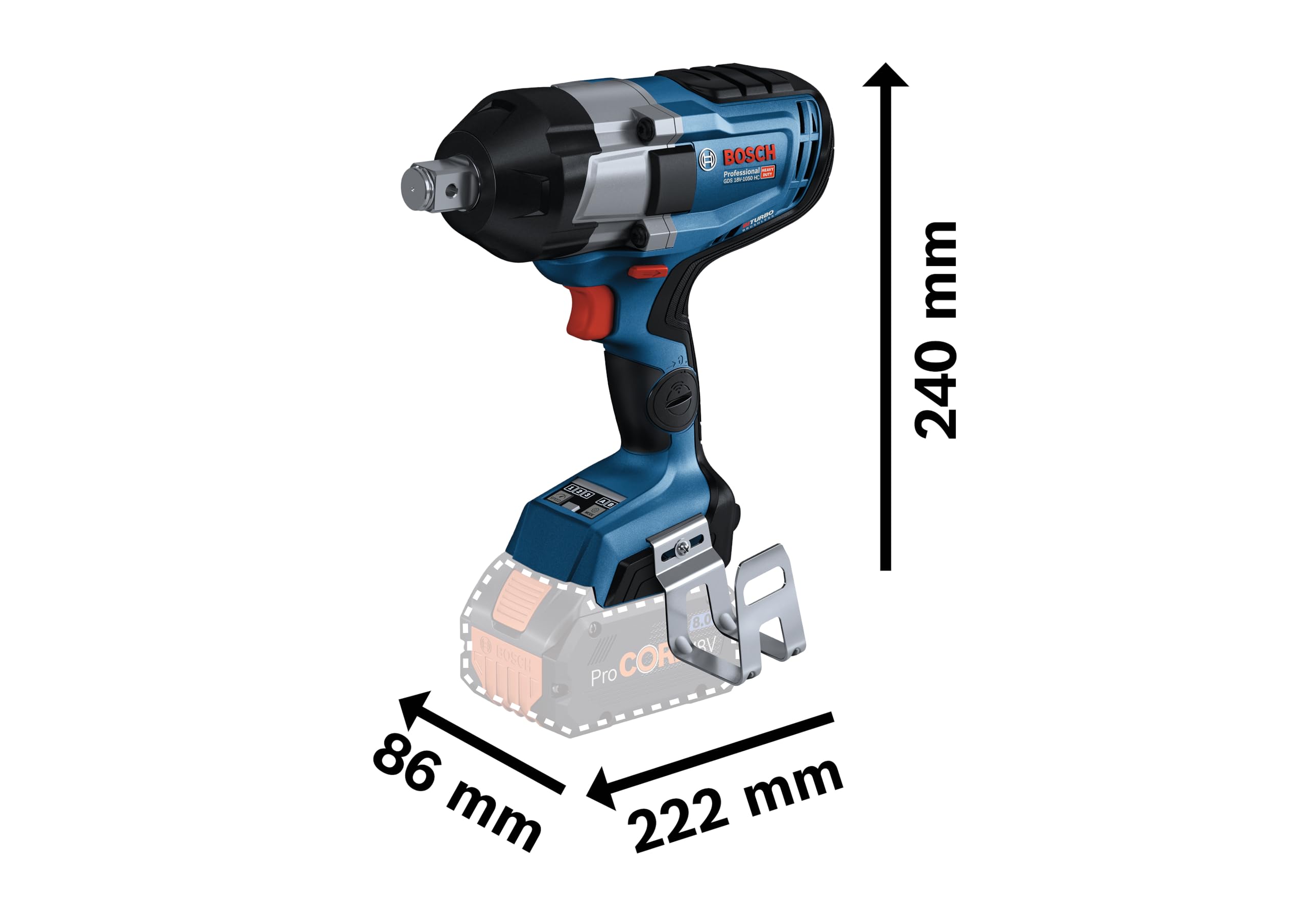 Bosch Professional GDS 18V-1050 H Akülü Darbeli Somun Sıkma (18 Volt, 2 x 5,0 Ah Akü, Şarj Cihazı, L-Boxx Çanta, 1.050 Nm maks. tork, 3/4" kare uç girişi)