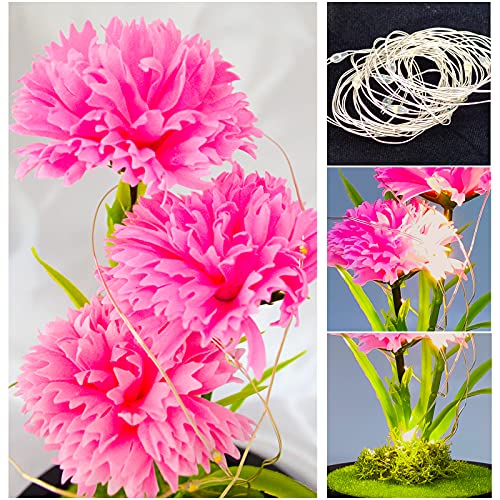 Quelien Carnation Flowers Gift, Galaxy Flower Rose Gift For Girlfriend, Light Up Artificial Flowers, Pink Carnation Glass Cover Decoration Gift For Girlfriend, Romantic Gift For Birthday Gift #TOP2