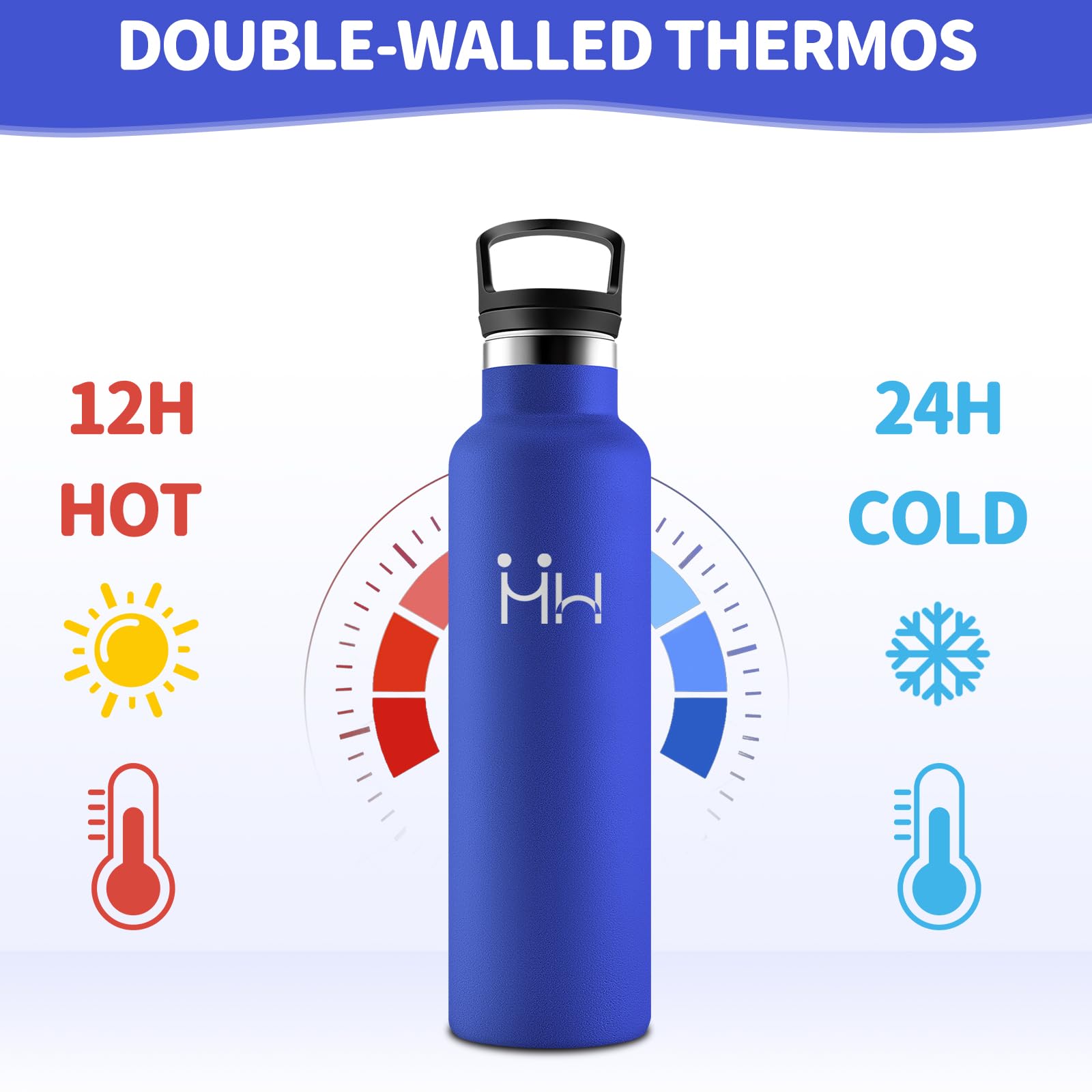 Borraccia Termica 750ML, Senza BPA, Borraccia Termica Con Cannuccia, Acciaio Inossidabile 18/8, Bottiglia Termica A Prova Di Perdite, Borraccia Acciaio Inox Per Scuola, Palestra, Sport, Bici