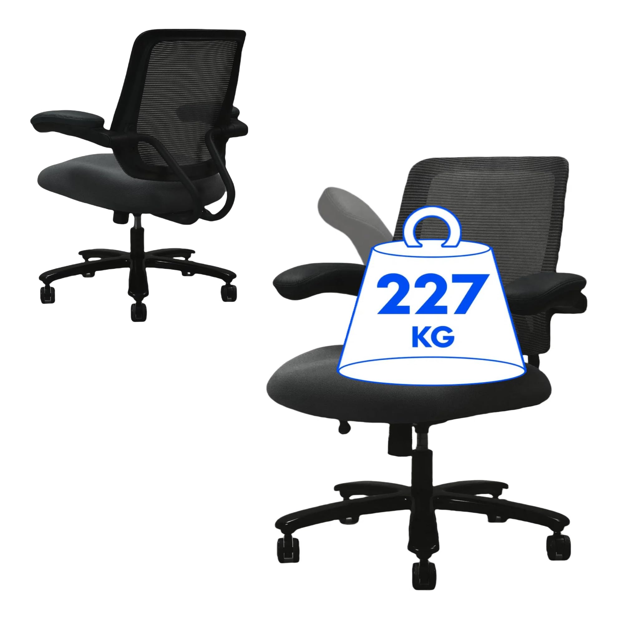 FLEXISPOT Big and Tall Office Chair 227kg, Ergonomic Mesh Desk Chair with Wide Seat & Flip-Up Armrests,Heavy Duty Executive Computer Chair with Adjustable Lumbar Support for Home Office(BIG MAX