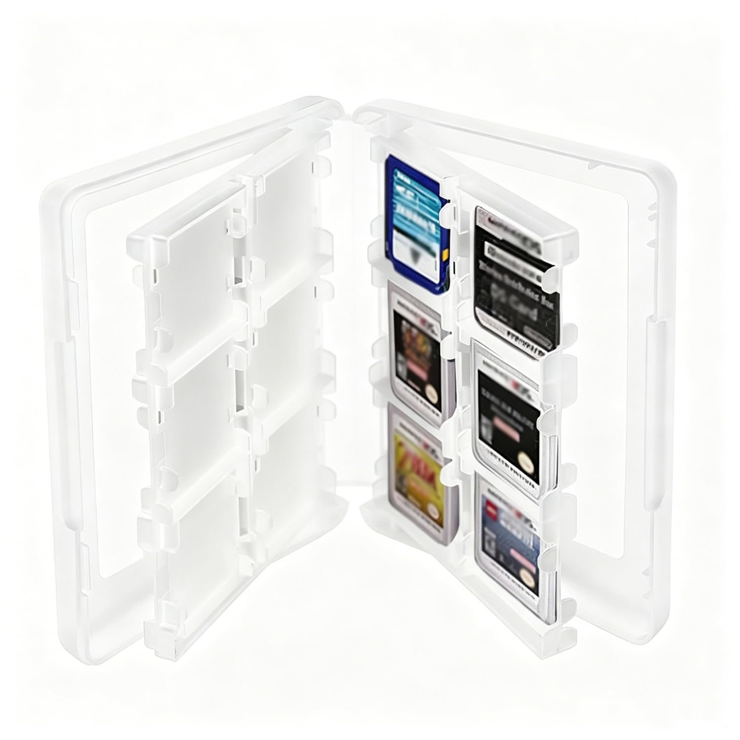 KlsyChry 28 en 1 Caja de Cartucho con Soporte para Tarjeta de Juego para Juegos Nintendo DS 3DS (Blanco)