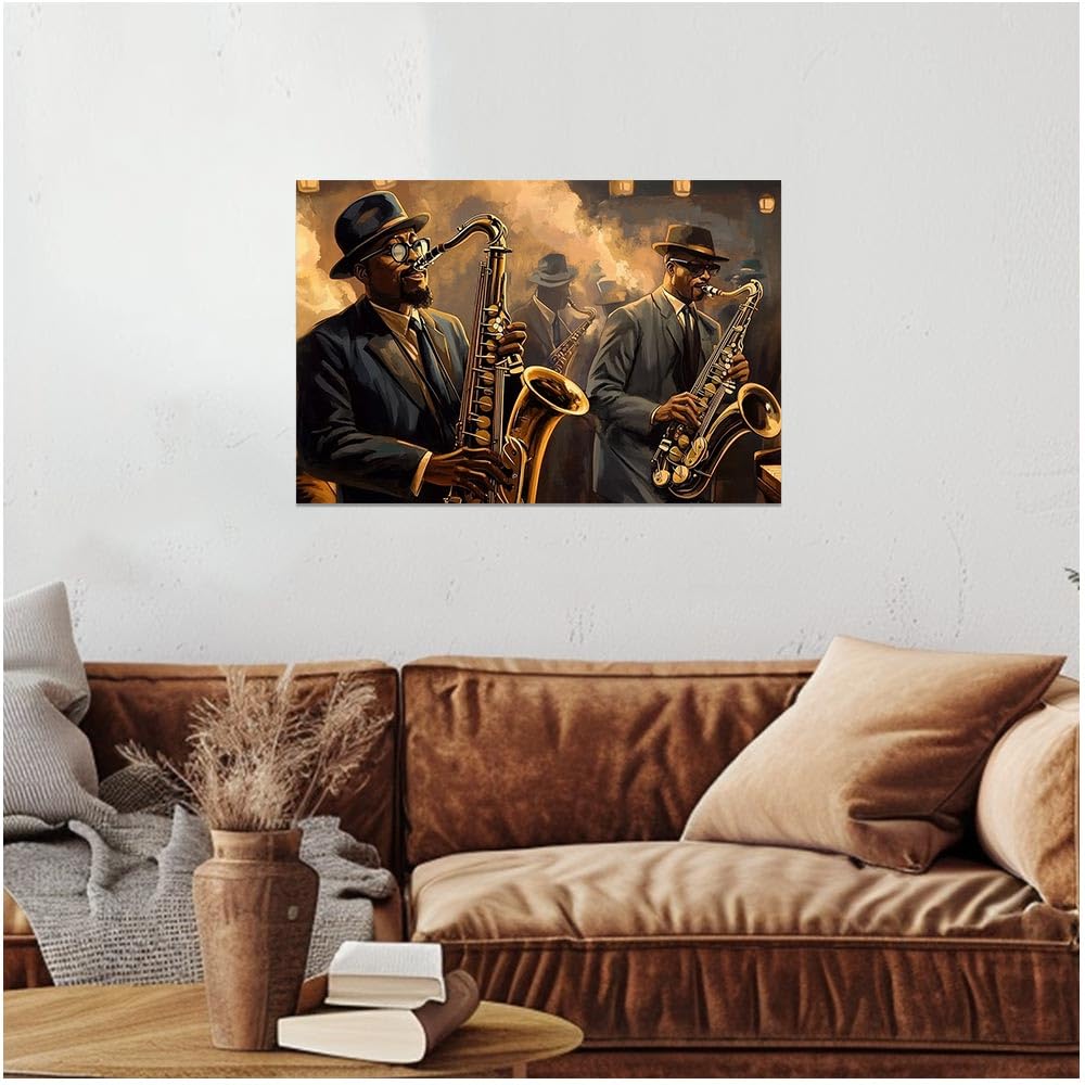アート・デザイン・音楽 Black Male Amazon.com: ZXHYWYM African American Wall Art Music Jazz