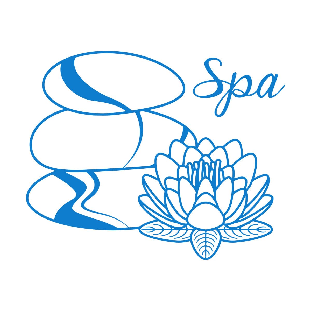 Wall Decals Paster Paper Spa Salon Beauty Treatments with Spa Stones and Lotus 54x66.5cm Can Modify and add Information Large Blue — image 1