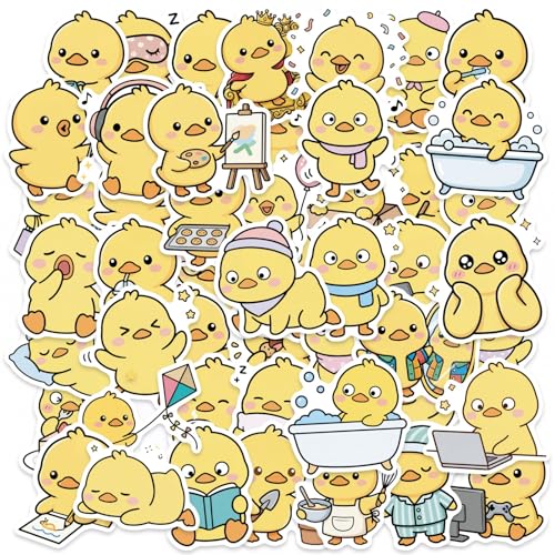 50Pcs Kawaii Duck Stickers Waterproof Graffiti Funny Stickers for Laptop Phone Scrapbook Journal Kindle Water Bottles Computer Skateboard