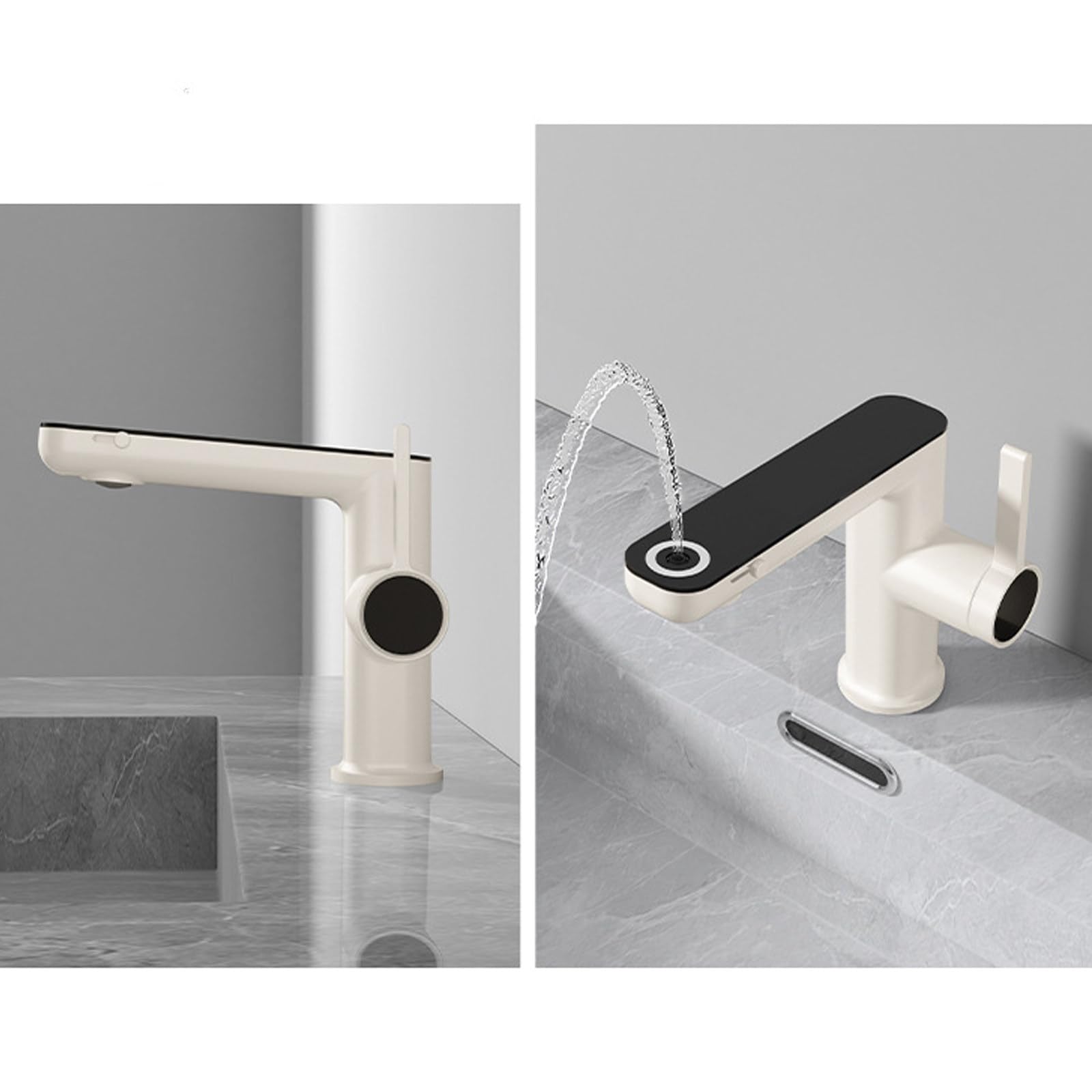 Lavabo de baño con Pantalla Digital LED de Temperatura, Monomando y 2 Modos de Flujo de Agua.