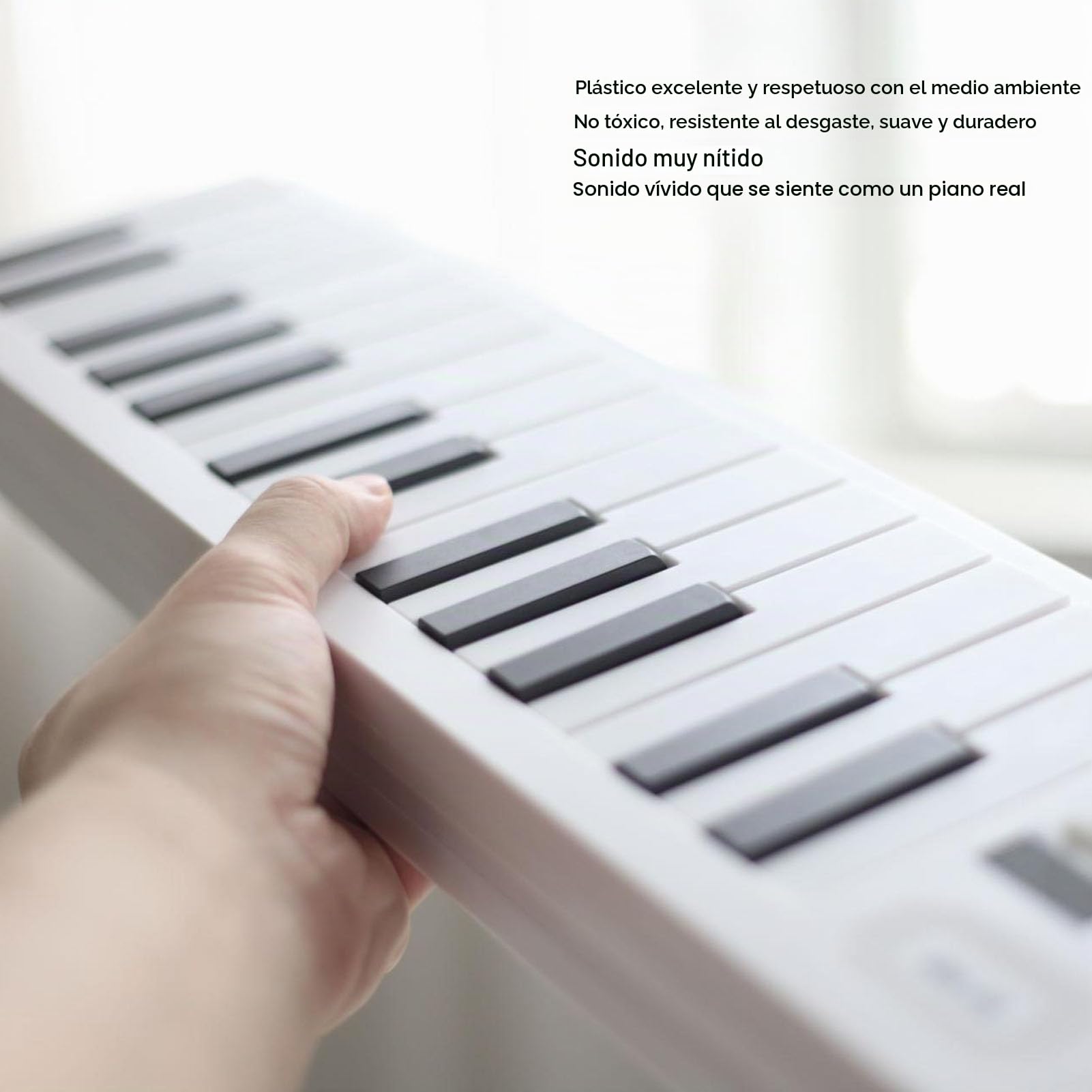 Piano Plegable, Teclado Piano, Teclado de Piano Plegable de 61 Teclas Sonido Claro Teclado Portátil de 61 Teclas Teclado Musical Teclado Piano Principiantes Profesional, Compacto
