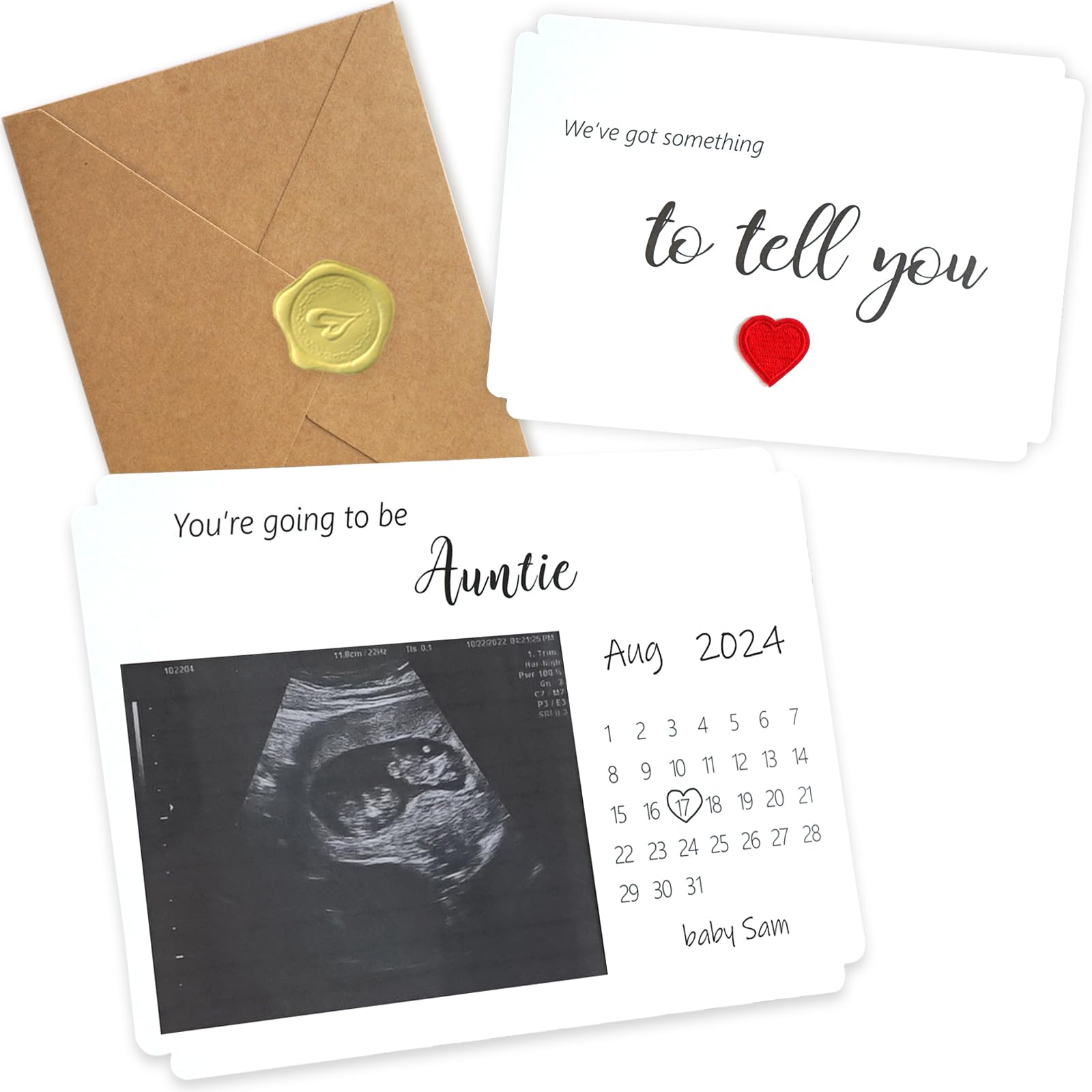 HAMUIERS Pregnancy Announcement for Aunt, Auntie Baby Announcement Ideas Card, Sonogram Picture Pregnancy Announcement