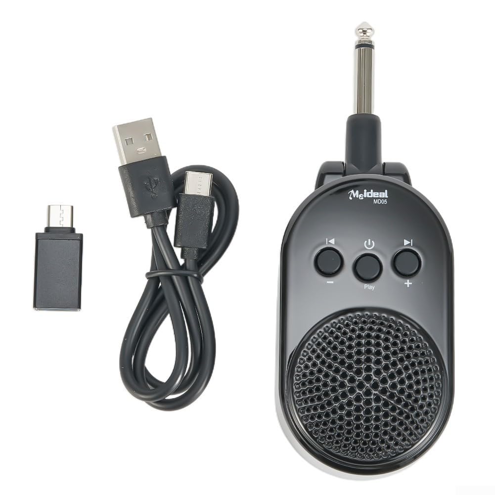 Wiederaufladbarer Gitarrenverstärker, tragbarer Mini-Gitarrenverstärker, AMP 6,35 mm Stecker, USB wiederaufladbar für E-Gitarre, Bass