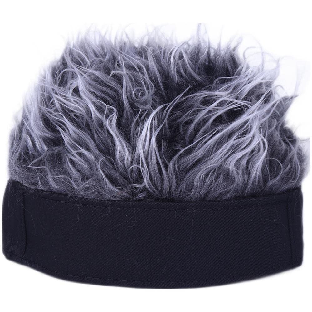 4UFIT Men's Novelty Hair Spiked Funny Brimless Hats Guy Fieri Peaked Fake Wig Adjustable Beanie Caps