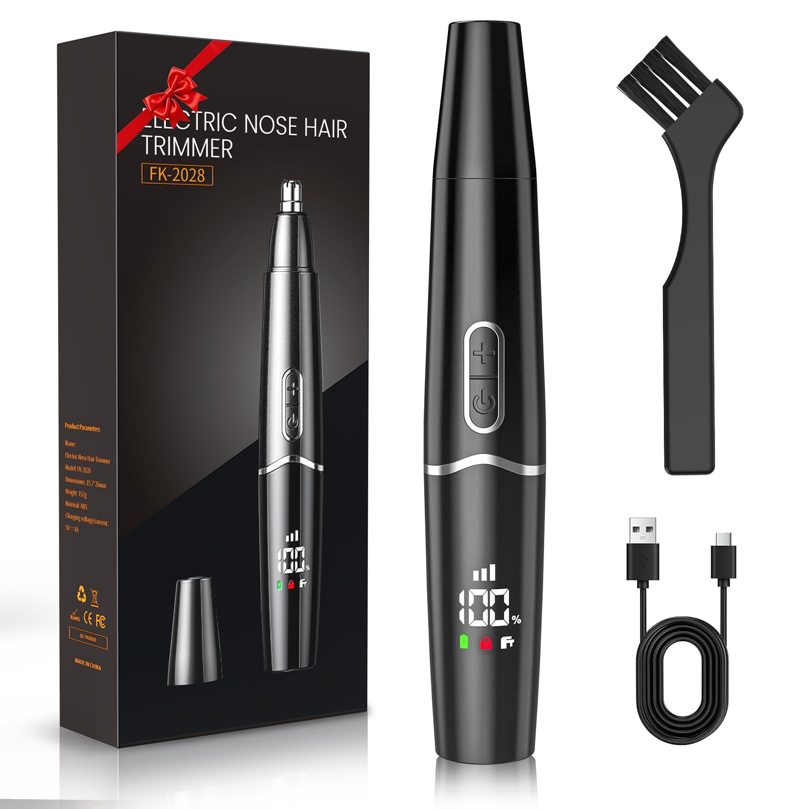 Ear and Nose Hair Trimmer with LED Display for Men Women Painless USB Rechargeable Eyebrow Facial Nose Hair