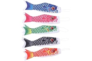 DOITOOL 5 Pcs Japanese Carp Windsock Streamer Flags for Home and Business Decor