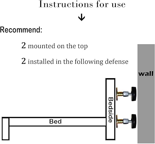 Miniatura 8 de Topes de cabecera para pared, marco de cama de hierro ajustable, herramienta antivibración, fácil instalación, protección de pared, 1.181-2.520 in
