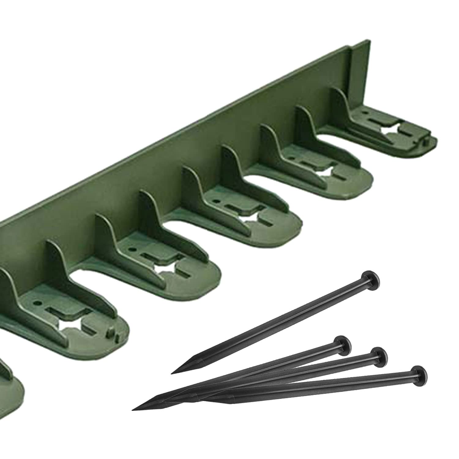 Eco Trade Counter 60mm Flexible Lawn Edging Border | 800mm Long Garden Border Edging for Gravel, Stone and Paving | Landscaping and Flowerbed Edging | Garden Design Plastic Edge (Green x4)