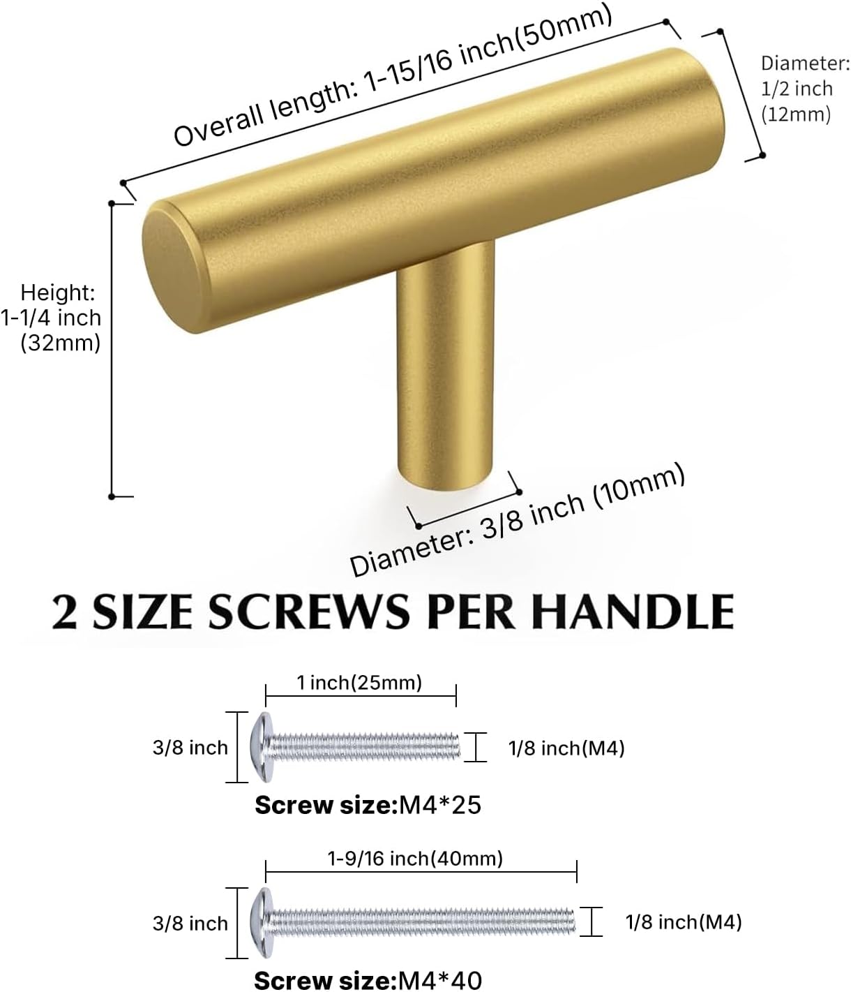 Haliwu 20 Pack Brass Gold Cabinet Knobs T Kitchen Pulls Drawer Knobs for Cabinets